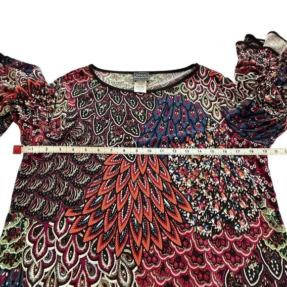 Coco Bianco Women's Multicolor Peacock Pattern Tunic size Large - Picture 4 of 8